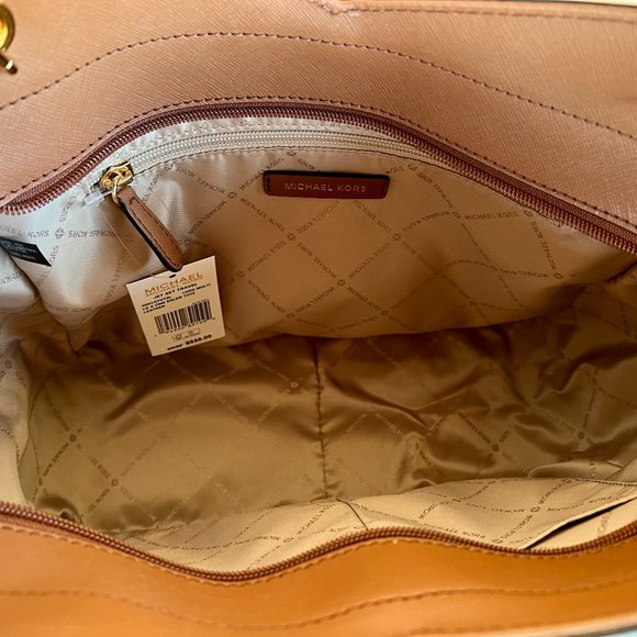 Michael Kors Jet Set Travel Large X Chained Tote Bag MK Brown Multi - Picture 6 of 10